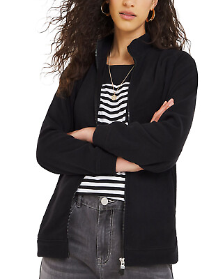 #ad Ladies JD Williams BLACK Soft Zip Through Fleece Jacket Size 16 24 LFNov15 4 GBP 17.95