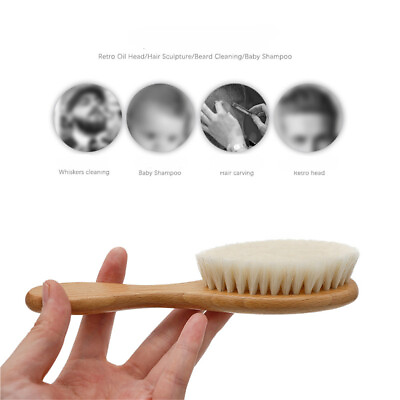 #ad Pure Natural Wool Baby Wooden Brush Comb Barber Shop Broken Hair Cleaning Brush $10.34