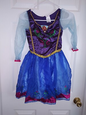 #ad Frozen Anna Costume Disney Dress Size 4 6 Blue amp; Purple Halloween Dress Up $9.99