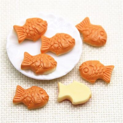 #ad Fish Biscuit Taiyaki Resin Charms Decoration Artificial Food Miniatures 10pcs $8.00