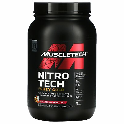 #ad Muscletech Nitro Tech 100% Whey Gold Strawberry Shortcake 2.24 lbs 1.02 kg $41.99