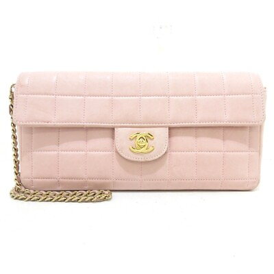 #ad Auth CHANEL Chocolate Bar A15316 Light Pink Lambskin Shoulder Bag Gold hardware $1124.00