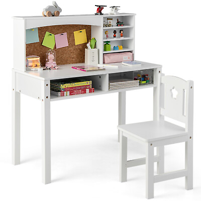 #ad Kids Desk and Chair Set Study Writing Workstation w Hutch amp; Bulletin Board $169.99