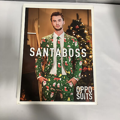 #ad Oppo Suits Mens Santaboss OSUI 0055 EU50 Green Red 3 Piece Novelty Suits Size 40 $82.99