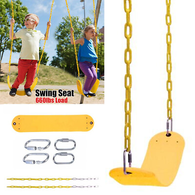 #ad Children Swing Seat Chair Outdoor Set Backyard Playground w Chains Gifts Yellow $28.99