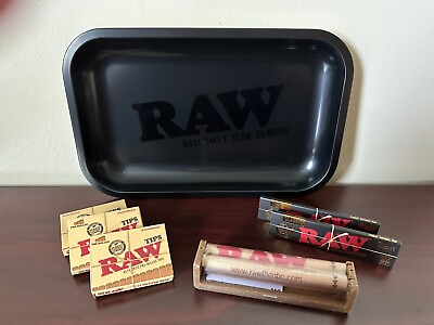 #ad RAW Matte Black Tray 2 KS Slim Black Papers 3 Pre Rolled Tips 110 Roller $14.95