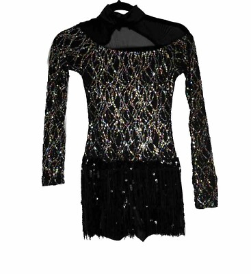 #ad Weissman Dance Costume Adult Sz Small In Black Multicolor Glitter Sequins 12949 $29.00