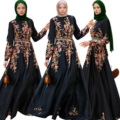 #ad Kaftan Abaya Women Maxi Dress Islamic Dubai Turkey Islamic Dresses Party Gown $35.05