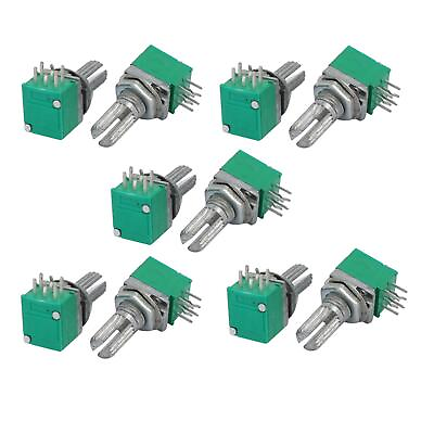 #ad 10pcs B Double Linear 6mm Dia Knurled Shaft Rotary Potentiometer $11.87