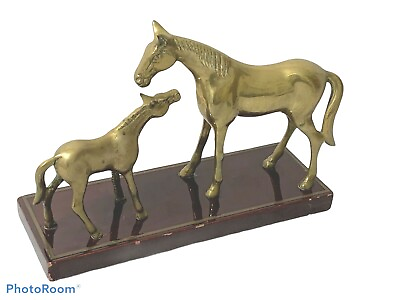 #ad Vintage Brass Mare amp; Colt Horse Foal Metal Statue Figure # 8954 $64.22