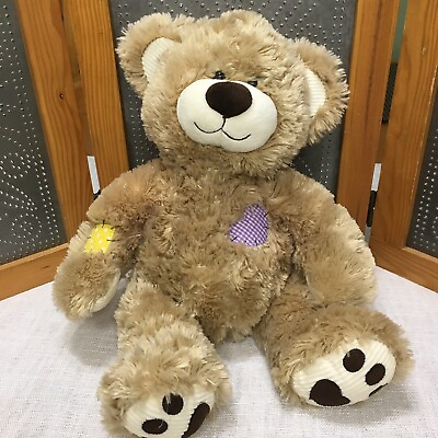#ad Build A Bear Champ II Calico Plush Teddy Bear Colorful Patches Light Brown $19.97