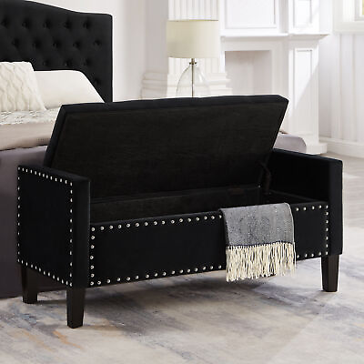 #ad Upholstered Tufted Storage Bench with Nailhead Trim for Living Room amp;bedroom $167.66