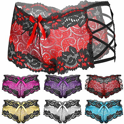#ad Mens Sissy Lace Briefs Low Rise Hollow Out Strappy Lingerie Underwear Underpants $6.55