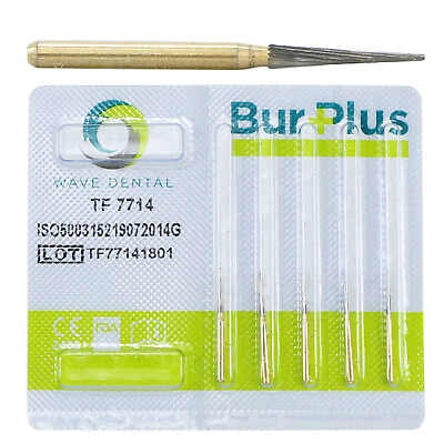 #ad WAVE Dental Gold plated Trimming and Finishing Bur T series TF#7714 5Pcs Pack $26.34