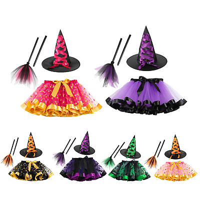 #ad Halloween Witch Costumes Tulle Skirt Halloween Dress with Witch Hat Witch Prop $15.74