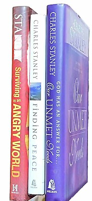 #ad Charles Stanley Christian Books 3 Lot Surviving Angry World Finding Peace God. $16.00