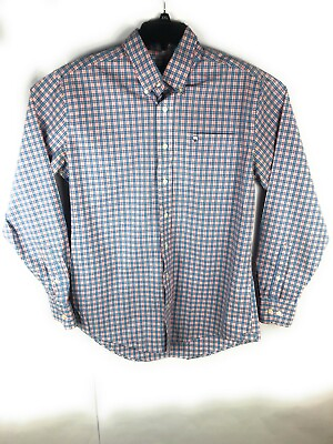 #ad Southern Shirt Men#x27;s Medium Red Blue Check Long Sleeve Cotton Blend Shirt A60 $3.75