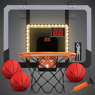 #ad HYES Mini Basketball Hoop Indoor with Scoreboard LED Light Glow in The Dark ... $63.47