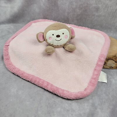 #ad Koala Baby Lovey Monkey Pink Brown Plush Soft Security Blanket Infant 12quot;x12quot; $9.95