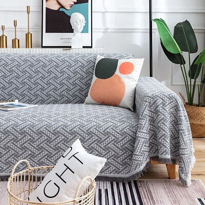 #ad Throw Sofa Blanket Knitted Sofa Towel Dust Cover Blankets With Tassel Tapestry $18.85