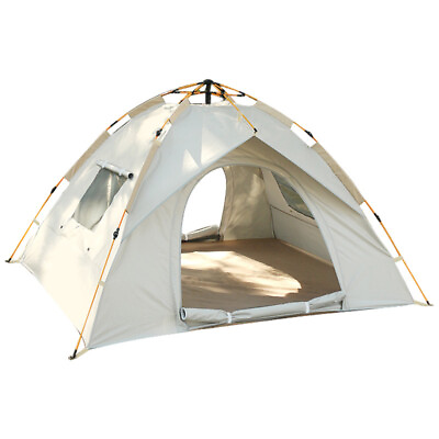 #ad 4 Person Oxford Fabric Water Resistant Instant Easy Set Up Tent Doors Windows $76.52