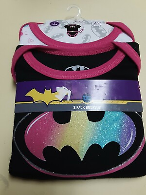 #ad 2pk Batgirl quot;Classic Batman Logoquot; Infant One Piece Bodysuit Creeper 24months NIP $7.99