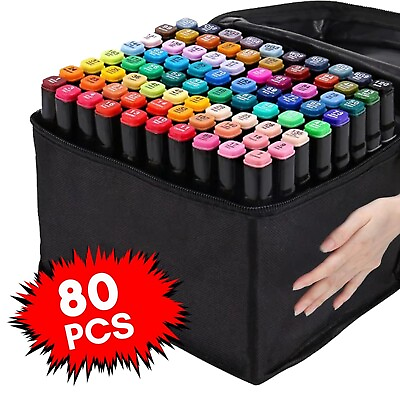 #ad #ad 80 set Colors Markers Graphic Drawing Painting Alcohol Art Dual Tip Sketch Pens $23.90
