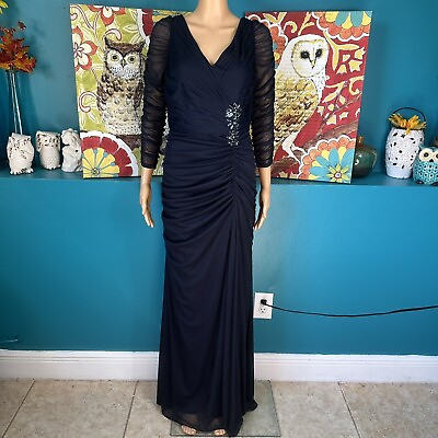 #ad Adrianna Papell Dress Adult Size 6 Navy Formal Maxi Womens $29.99
