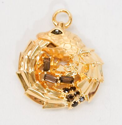 #ad ONI Jewelry The Lucky Lizard Smoky Quartz Charm SV3 Rose Gold Size 37x31mm $246.49