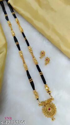 #ad Indian Ethnic Traditional Jewelry Mangalsutra Necklace Black Bridal Beads Women $17.79