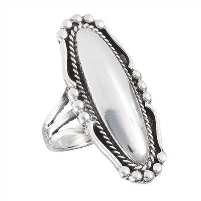 #ad Long Bali Rope Bead Shiny Oval Ring New .925 Sterling Silver Band Sizes 6 10 $20.99