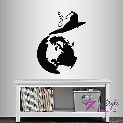 #ad Vinyl Decal Space Shuttle Flying Earth Rocket Kids Nursery Boy Wall Sticker 149 $27.99