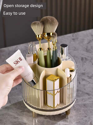 #ad Makeup Brush Storage Tube Cosmetics Storage Box Transparent Rotate Storage Rack $14.99
