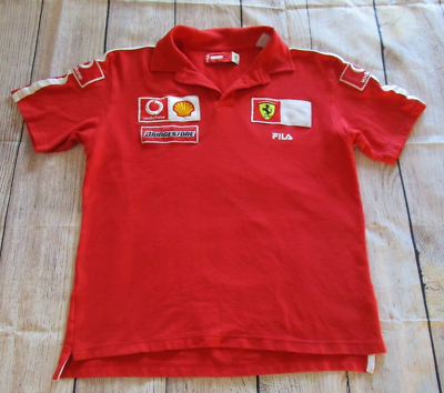 #ad Vintage Fila Official Ferrari Red White Racing Polo Shirt Mens Short Sleeve XL $49.99