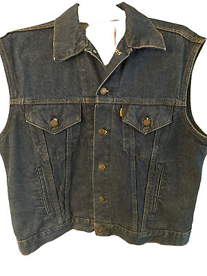 #ad Vintage Levi#x27;s Denim Jean Vest Unisex Made In USA Large L $93.33