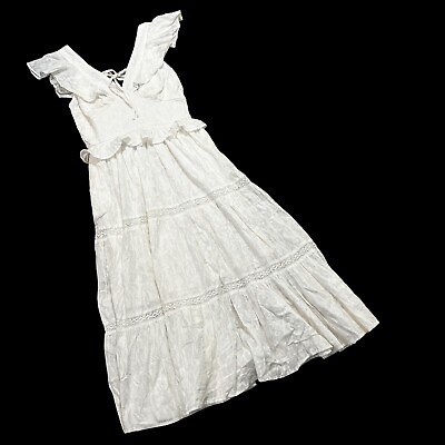 #ad Band Of The Free White Embroidered Tiered Dress Size Small $29.25