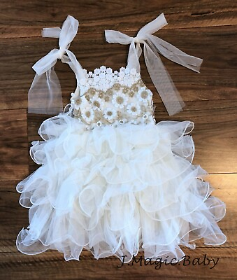 #ad Baby Girls Flower Girl Lace Tie Knot Tulle Dress Birthday Party Gift Wedding AU $50.09
