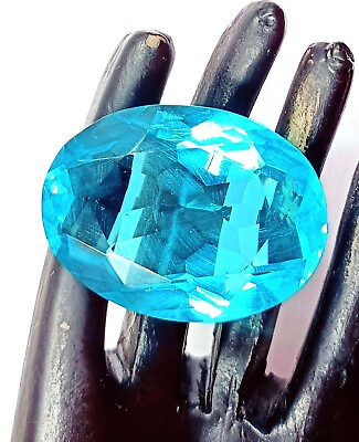 #ad 120 Ct Free Shipping Certified Oval Shape London Blue Topaz Loose Gemstone UVW $10.45