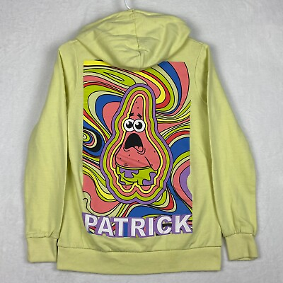 #ad Nickelodeon Sponge Bob Patrick Sweater Adult Small Yellow Hoodie Pockets $18.88
