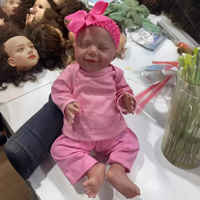 #ad 49cm Reborn Doll Full Body Waterproof Eyes Closed with Doll Clothes Realistic $85.40
