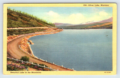 #ad Silver Lake Montana Vintage Linen Postcard AF502 $1.00