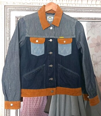 #ad WRANGLER X PETER MAX Ladies Blue Denim Cord WESTERN Cowboy Striped Jacket UK XS GBP 195.00