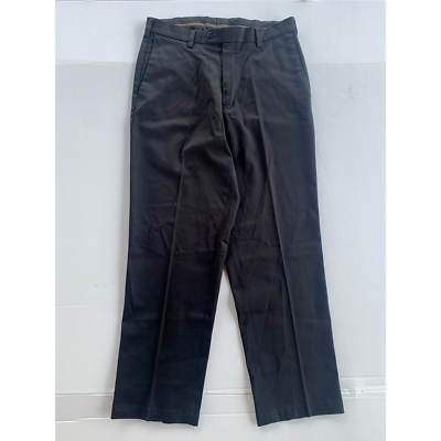 #ad New Mens Black Cotton Blend Dress Pants Flat Front Zip 32 30 Pockets $9.00