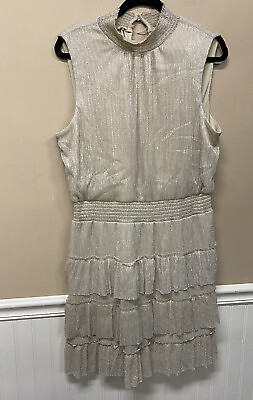 #ad Damaged 1 State Gold Tiered Sleeveless Party Event Dress Size XL NWT $7.99