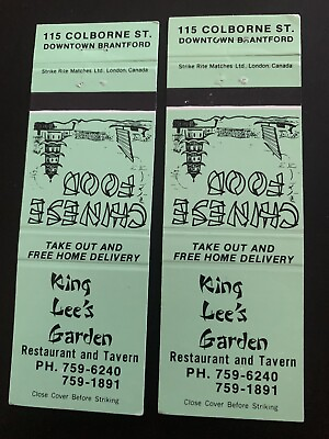 #ad Vintage Canada Matchbook Lot: “King Lee’s Garden Chinese Restaurant” Brantford $12.95