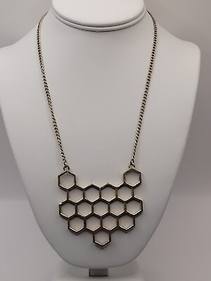 #ad Goldtone Beehive Honeycomb Bib Statement Necklace H $16.99