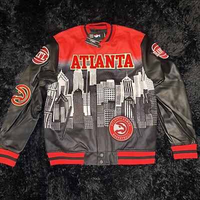 #ad Pro Standard Atlanta Hawks Black Team Remix Varsity Jacket Size 2XL Brand New $250.00