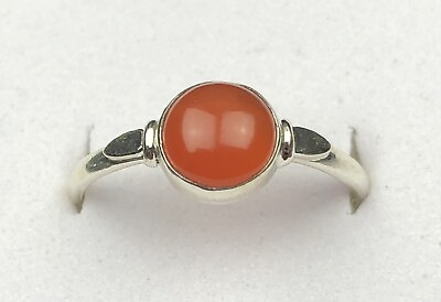 #ad Carnelian Orange and 925 Sterling Silver Artisan Crafted Ring Size 8 $26.35
