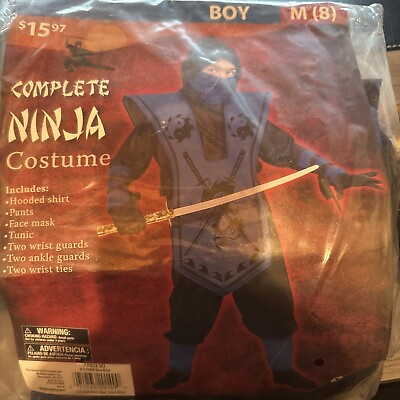 #ad Kids Ninja Halloween Costume By Fun World Inc. Complete Boys Costume Size 8 NWT $9.99