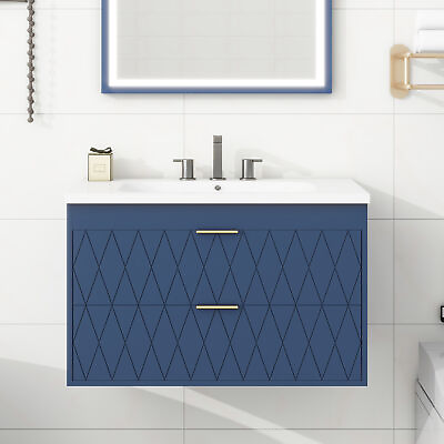 #ad 30#x27;#x27;Wall Mounted Bathroom Vanity Resin SinkBathroom mulit functional Cabinet $370.03
